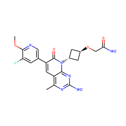 COc1ncc(-c2cc3c(C)nc(N)nc3n([C@H]3C[C@H](OCC(N)=O)C3)c2=O)cc1F ZINC000261123394