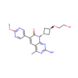 COc1ncc(-c2cc3c(C)nc(N)nc3n([C@H]3C[C@H](OCCO)C3)c2=O)cn1 ZINC000261115758