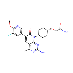 COc1ncc(-c2cc3c(C)nc(N)nc3n([C@H]3CC[C@@H](OCC(N)=O)CC3)c2=O)cc1F ZINC000101675252
