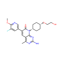 COc1ncc(-c2cc3c(C)nc(N)nc3n([C@H]3CC[C@@H](OCCO)CC3)c2=O)cc1F ZINC000116015164