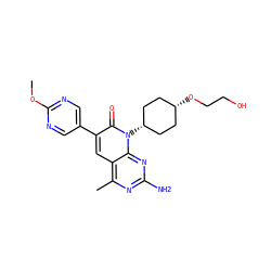 COc1ncc(-c2cc3c(C)nc(N)nc3n([C@H]3CC[C@@H](OCCO)CC3)c2=O)cn1 ZINC000116025154
