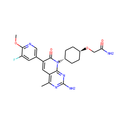 COc1ncc(-c2cc3c(C)nc(N)nc3n([C@H]3CC[C@H](OCC(N)=O)CC3)c2=O)cc1F ZINC000101675227