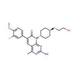 COc1ncc(-c2cc3c(C)nc(N)nc3n([C@H]3CC[C@H](OCCO)CC3)c2=O)cc1F ZINC000116017939