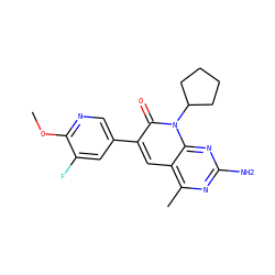 COc1ncc(-c2cc3c(C)nc(N)nc3n(C3CCCC3)c2=O)cc1F ZINC000169700505
