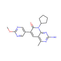 COc1ncc(-c2cc3c(C)nc(N)nc3n(C3CCCC3)c2=O)cn1 ZINC000169700506