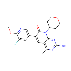 COc1ncc(-c2cc3c(C)nc(N)nc3n(C3CCOCC3)c2=O)cc1F ZINC000140504981