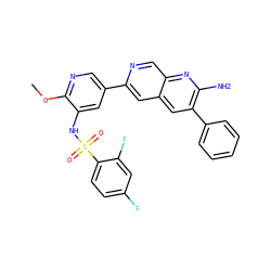 COc1ncc(-c2cc3cc(-c4ccccc4)c(N)nc3cn2)cc1NS(=O)(=O)c1ccc(F)cc1F ZINC000103264475