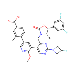 COc1ncc(-c2ccc(C(=O)O)cc2C)cc1-c1cnc(N2CC(F)C2)nc1CN1C(=O)O[C@H](c2cc(F)cc(F)c2)[C@@H]1C ZINC000205683645