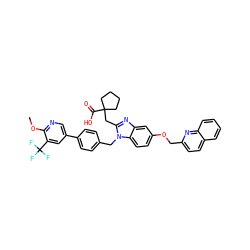 COc1ncc(-c2ccc(Cn3c(CC4(C(=O)O)CCCC4)nc4cc(OCc5ccc6ccccc6n5)ccc43)cc2)cc1C(F)(F)F ZINC000226129787