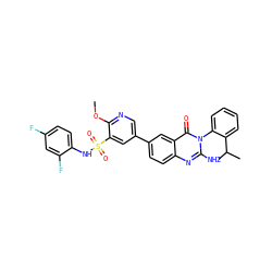 COc1ncc(-c2ccc3nc(N)n(-c4ccccc4C(C)C)c(=O)c3c2)cc1S(=O)(=O)Nc1ccc(F)cc1F ZINC000103264419