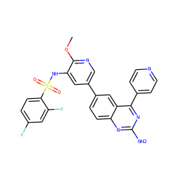 COc1ncc(-c2ccc3nc(N)nc(-c4ccncc4)c3c2)cc1NS(=O)(=O)c1ccc(F)cc1F ZINC000473112647