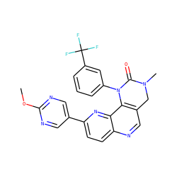 COc1ncc(-c2ccc3ncc4c(c3n2)N(c2cccc(C(F)(F)F)c2)C(=O)N(C)C4)cn1 ZINC000149803496
