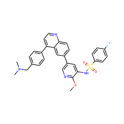 COc1ncc(-c2ccc3nccc(-c4ccc(CN(C)C)cc4)c3c2)cc1NS(=O)(=O)c1ccc(F)cc1 ZINC000205643372