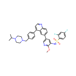 COc1ncc(-c2ccc3nccc(-c4ccc(CN5CCN(C(C)C)CC5)cc4)c3c2)cc1NS(=O)(=O)c1ccc(F)cc1F ZINC000205661768