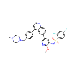 COc1ncc(-c2ccc3nccc(-c4ccc(CN5CCN(C)CC5)cc4)c3c2)cc1NS(=O)(=O)c1ccc(F)cc1F ZINC000205663090