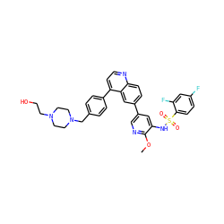 COc1ncc(-c2ccc3nccc(-c4ccc(CN5CCN(CCO)CC5)cc4)c3c2)cc1NS(=O)(=O)c1ccc(F)cc1F ZINC000205663002