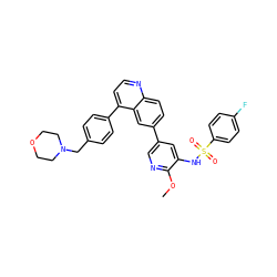 COc1ncc(-c2ccc3nccc(-c4ccc(CN5CCOCC5)cc4)c3c2)cc1NS(=O)(=O)c1ccc(F)cc1 ZINC000205643333
