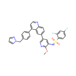 COc1ncc(-c2ccc3nccc(-c4ccc(Cn5cccn5)cc4)c3c2)cc1NS(=O)(=O)c1ccc(F)cc1F ZINC000205642018