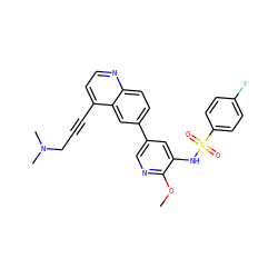 COc1ncc(-c2ccc3nccc(C#CCN(C)C)c3c2)cc1NS(=O)(=O)c1ccc(F)cc1 ZINC000653697099