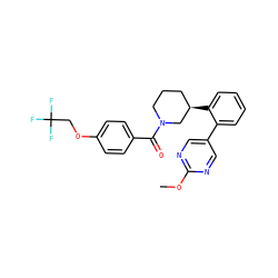COc1ncc(-c2ccccc2[C@@H]2CCCN(C(=O)c3ccc(OCC(F)(F)F)cc3)C2)cn1 ZINC001772585334