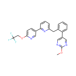COc1ncc(-c2ccccc2Cc2cccc(-c3ccc(OCC(F)(F)F)nc3)n2)cn1 ZINC001772625777