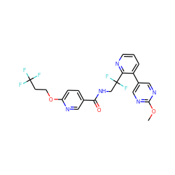COc1ncc(-c2cccnc2C(F)(F)CNC(=O)c2ccc(OCCC(F)(F)F)nc2)cn1 ZINC000095561557
