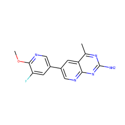 COc1ncc(-c2cnc3nc(N)nc(C)c3c2)cc1F ZINC000299834907