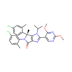COc1ncc(-c2nc3c(n2C(C)C)[C@@](C)(c2ccc(Cl)cc2C)N(c2cc(Cl)ccc2C)C3=O)c(OC)n1 ZINC000169705645