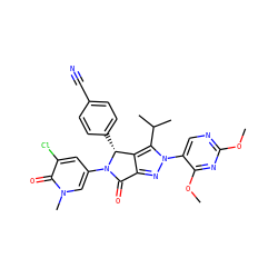 COc1ncc(-n2nc3c(c2C(C)C)[C@@H](c2ccc(C#N)cc2)N(c2cc(Cl)c(=O)n(C)c2)C3=O)c(OC)n1 ZINC000224086393