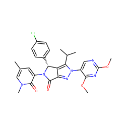 COc1ncc(-n2nc3c(c2C(C)C)[C@@H](c2ccc(Cl)cc2)N(c2cc(C)cn(C)c2=O)C3=O)c(OC)n1 ZINC000224109937