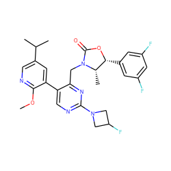 COc1ncc(C(C)C)cc1-c1cnc(N2CC(F)C2)nc1CN1C(=O)O[C@H](c2cc(F)cc(F)c2)[C@@H]1C ZINC000205744169