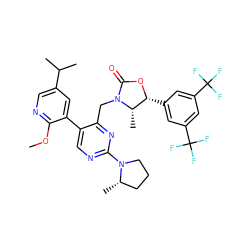 COc1ncc(C(C)C)cc1-c1cnc(N2CCC[C@@H]2C)nc1CN1C(=O)O[C@H](c2cc(C(F)(F)F)cc(C(F)(F)F)c2)[C@@H]1C ZINC000205663926