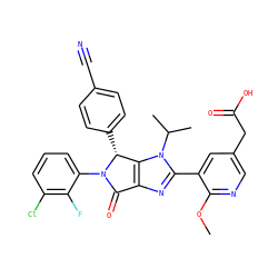 COc1ncc(CC(=O)O)cc1-c1nc2c(n1C(C)C)[C@@H](c1ccc(C#N)cc1)N(c1cccc(Cl)c1F)C2=O ZINC000169705869