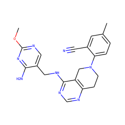 COc1ncc(CNc2ncnc3c2CN(c2ccc(C)cc2C#N)CC3)c(N)n1 ZINC000148262231