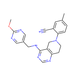 COc1ncc(CNc2ncnc3c2CN(c2ccc(C)cc2C#N)CC3)cn1 ZINC000148355159