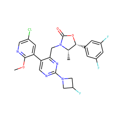 COc1ncc(Cl)cc1-c1cnc(N2CC(F)C2)nc1CN1C(=O)O[C@H](c2cc(F)cc(F)c2)[C@@H]1C ZINC000205729325