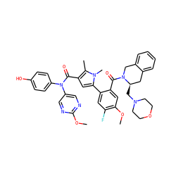 COc1ncc(N(C(=O)c2cc(-c3cc(F)c(OC)cc3C(=O)N3Cc4ccccc4C[C@H]3CN3CCOCC3)n(C)c2C)c2ccc(O)cc2)cn1 ZINC000261141603