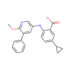COc1ncc(Nc2ccc(C3CC3)cc2C(=O)O)cc1-c1ccccc1 ZINC000113898510