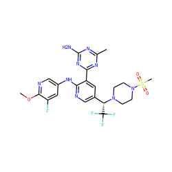 COc1ncc(Nc2ncc([C@H](N3CCN(S(C)(=O)=O)CC3)C(F)(F)F)cc2-c2nc(C)nc(N)n2)cc1F ZINC000095552962