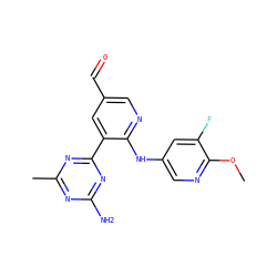 COc1ncc(Nc2ncc(C=O)cc2-c2nc(C)nc(N)n2)cc1F ZINC000113148873
