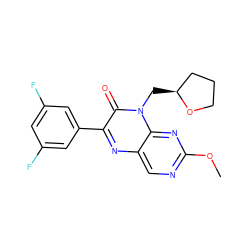 COc1ncc2nc(-c3cc(F)cc(F)c3)c(=O)n(C[C@H]3CCCO3)c2n1 ZINC000004238252