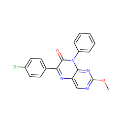 COc1ncc2nc(-c3ccc(Cl)cc3)c(=O)n(-c3ccccc3)c2n1 ZINC000004238447
