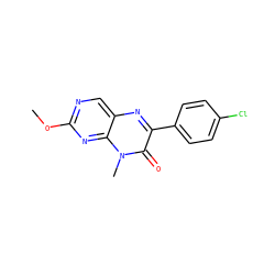 COc1ncc2nc(-c3ccc(Cl)cc3)c(=O)n(C)c2n1 ZINC000004239068