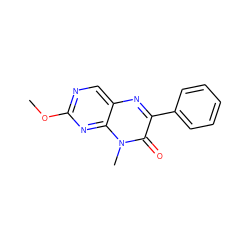 COc1ncc2nc(-c3ccccc3)c(=O)n(C)c2n1 ZINC000004238651