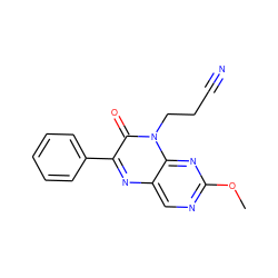 COc1ncc2nc(-c3ccccc3)c(=O)n(CCC#N)c2n1 ZINC000004238584