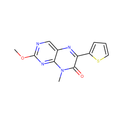 COc1ncc2nc(-c3cccs3)c(=O)n(C)c2n1 ZINC000004238808