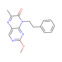 COc1ncc2nc(C)c(=O)n(CCc3ccccc3)c2n1 ZINC000004238773