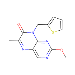 COc1ncc2nc(C)c(=O)n(Cc3cccs3)c2n1 ZINC000004238477