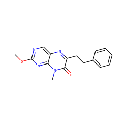 COc1ncc2nc(CCc3ccccc3)c(=O)n(C)c2n1 ZINC000004238296