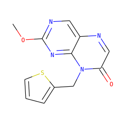COc1ncc2ncc(=O)n(Cc3cccs3)c2n1 ZINC000004238539